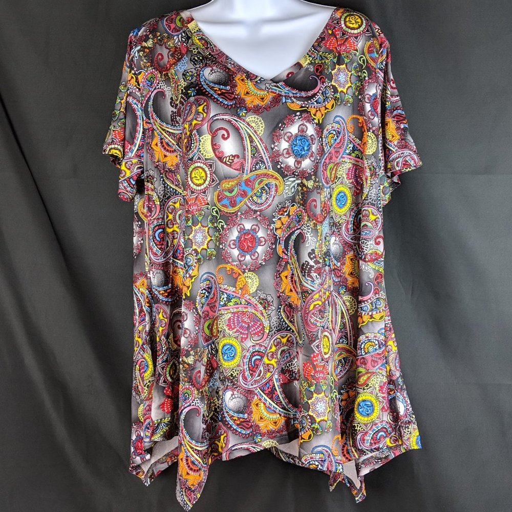 ZERDOCEAN Women Plus Size Printed Short Sleeve Tunic Top